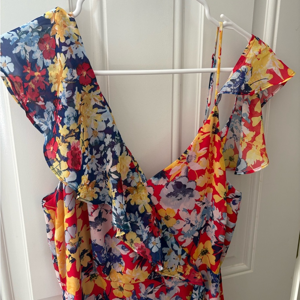 Lulu's Multicolor Floral Cold-Shoulder Maxi Dress - Picture 7 of 8